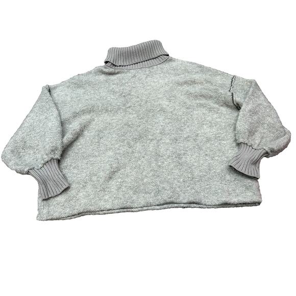 Free People Milo Pullover Grey Tight Knit Cowl Neck Oversized Sweater Size L - Picture 2 of 10